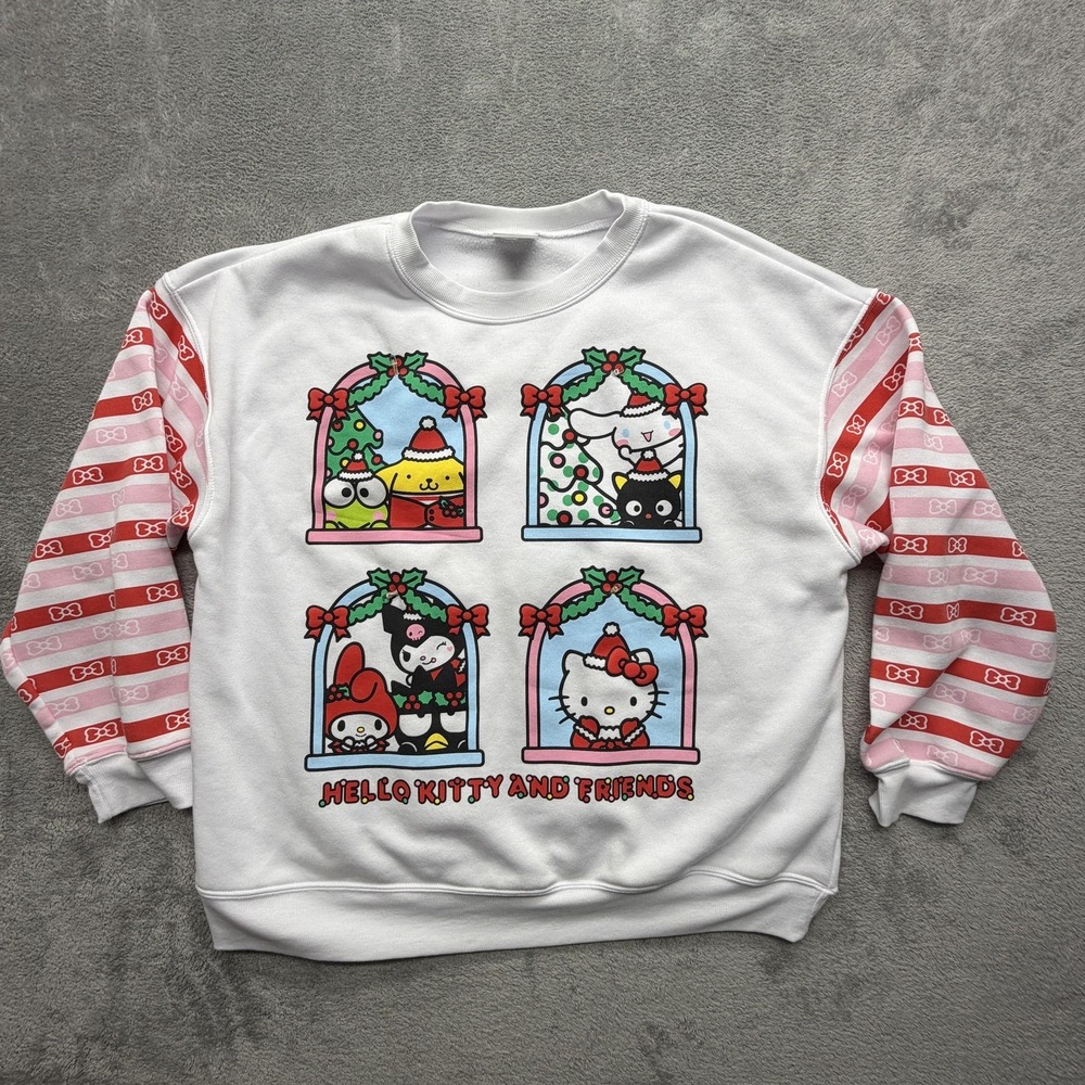 Sanrio Hello Kitty And Friends Sweatshirt Girls XL White‎ Fleece Pullover Kawaii